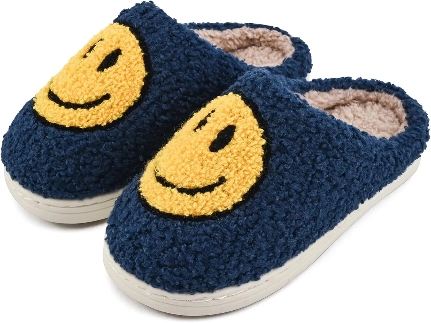 COVS Cute Kids Smile Face Slippers for Girls Boys Soft Plush Non-Slip Toddler House Slippers Little kids smile slippers Indoor Outdoor