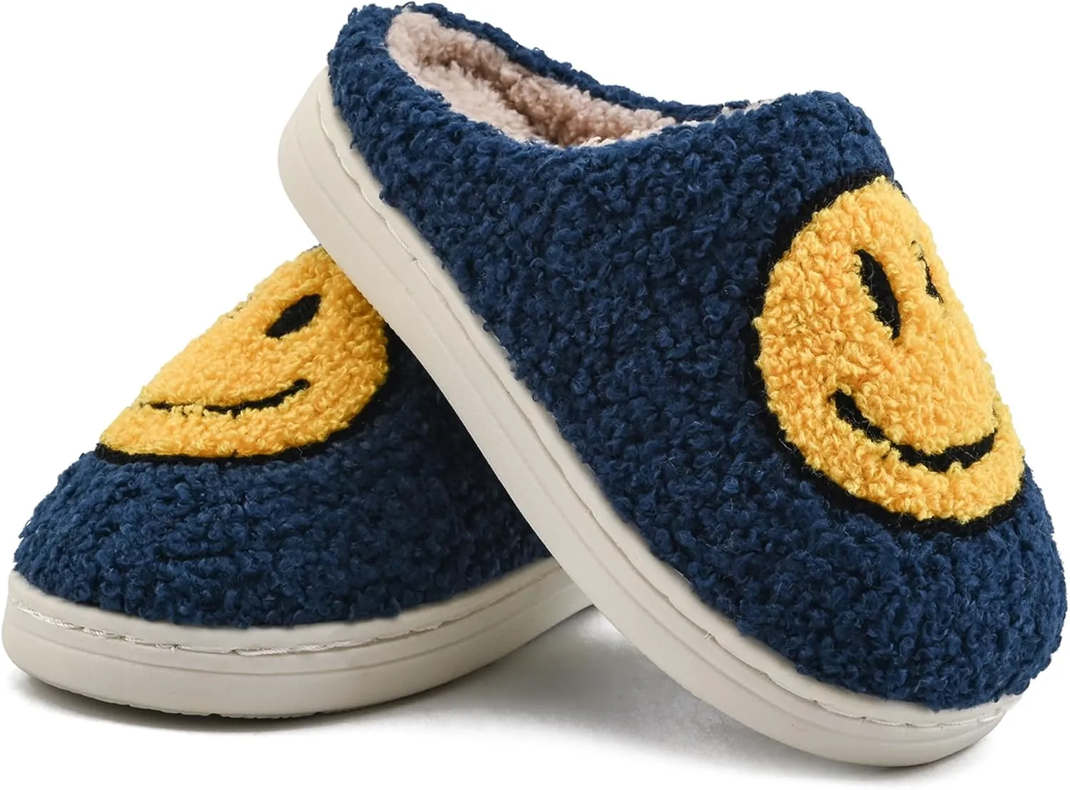 COVS Cute Kids Smile Face Slippers for Girls Boys Soft Plush Non-Slip Toddler House Slippers Little kids smile slippers Indoor Outdoor
