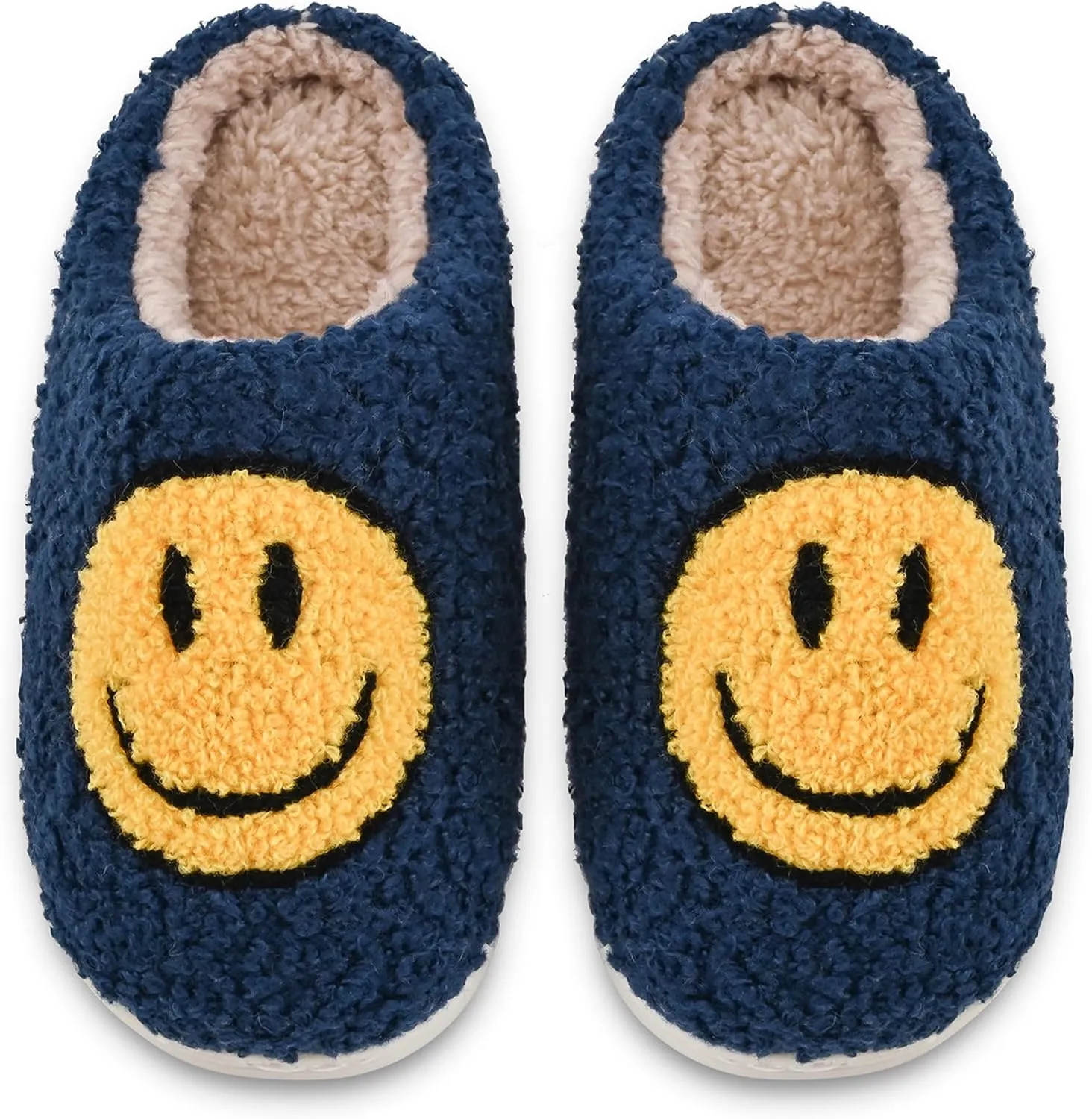 COVS Cute Kids Smile Face Slippers for Girls Boys Soft Plush Non-Slip Toddler House Slippers Little kids smile slippers Indoor Outdoor