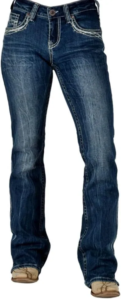 Cowgirl Tuff Western Jeans Womens Barbed Wire Dark Wash JBTARE