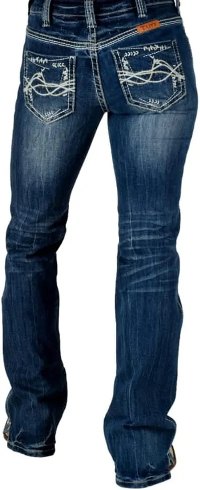 Cowgirl Tuff Western Jeans Womens Barbed Wire Dark Wash JBTARE