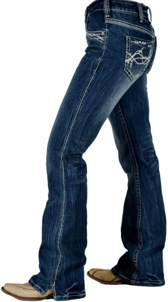 Cowgirl Tuff Western Jeans Womens Barbed Wire Dark Wash JBTARE