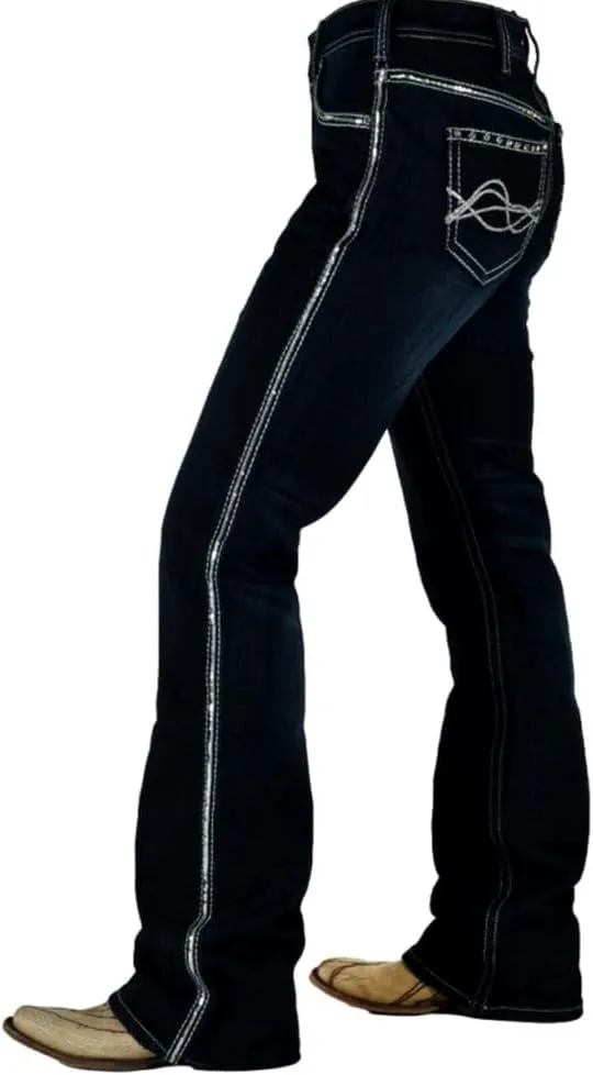 Cowgirl Tuff Western Jeans Womens Bling It On Dark Wash JBLINN