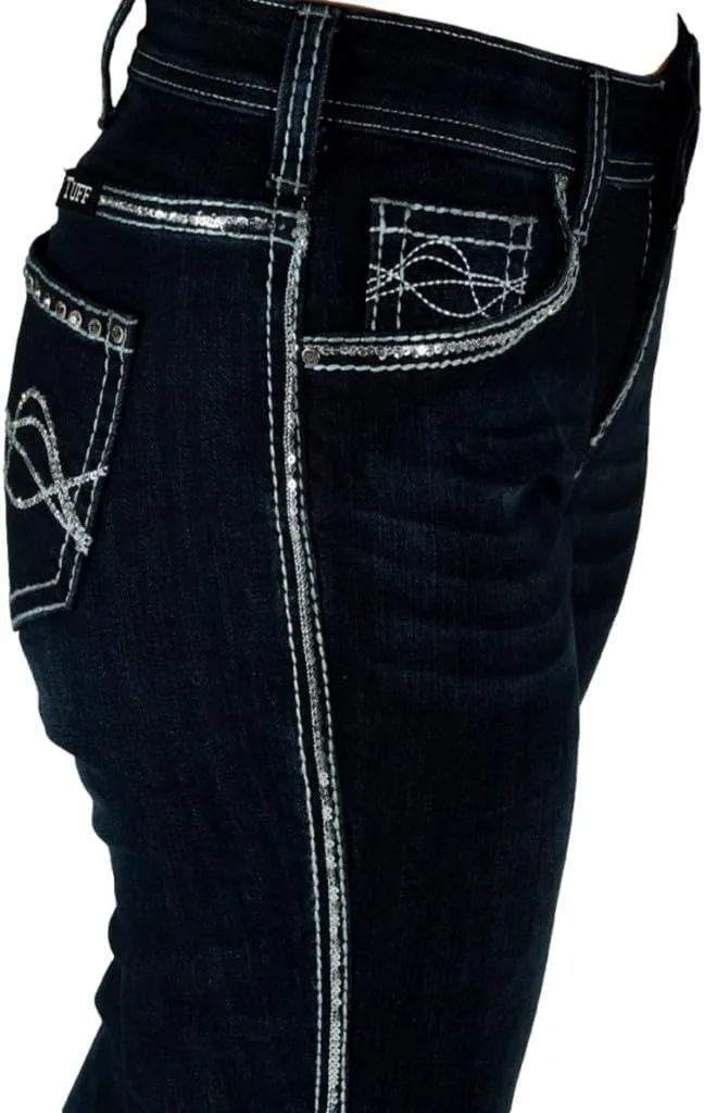 Cowgirl Tuff Western Jeans Womens Bling It On Dark Wash JBLINN