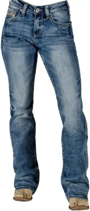 Cowgirl Tuff Western Jeans Womens Dynamo Bootcut Medium Wash JDYNAM