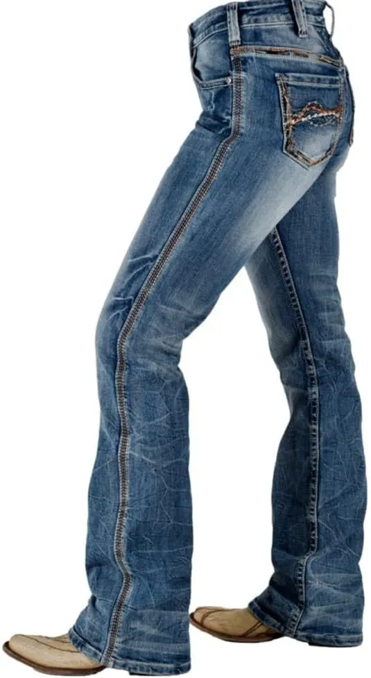 Cowgirl Tuff Western Jeans Womens Dynamo Bootcut Medium Wash JDYNAM