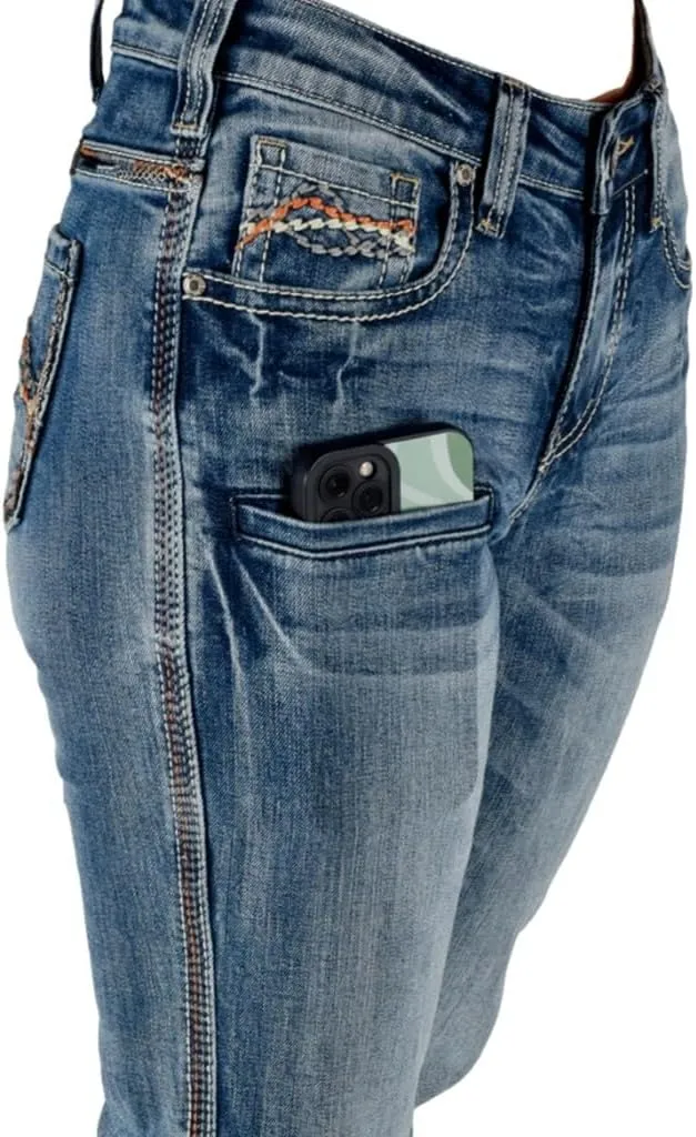 Cowgirl Tuff Western Jeans Womens Dynamo Bootcut Medium Wash JDYNAM