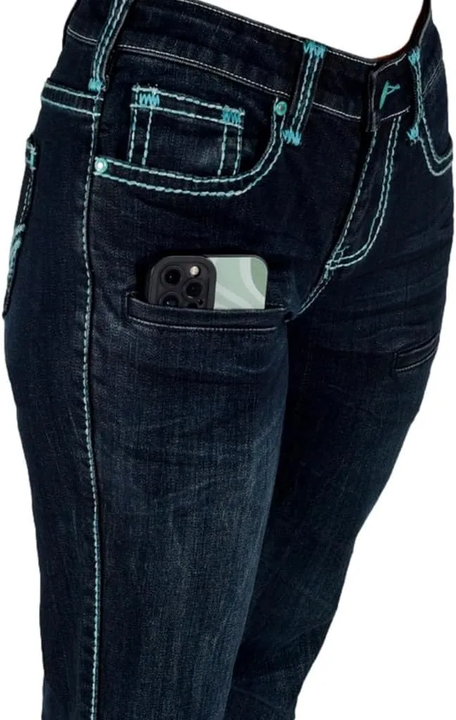 Cowgirl Tuff Western Jeans Womens Gem Bootcut Dark Wash JGEMBC
