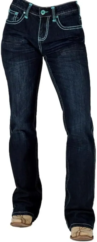 Cowgirl Tuff Western Jeans Womens Gem Bootcut Dark Wash JGEMBC