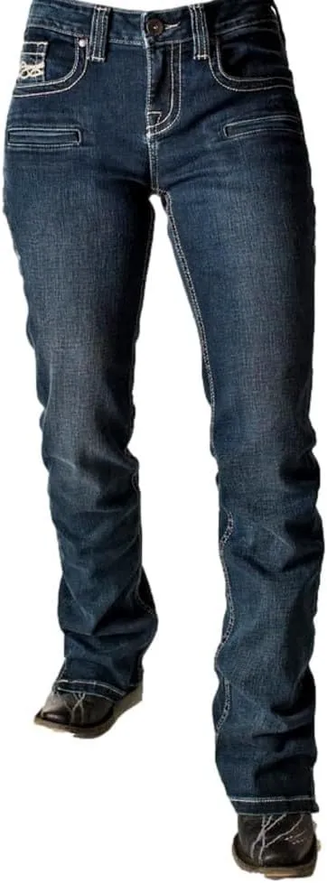 Cowgirl Tuff Western Jeans Womens Legendary Bottom Dark Wash JLEGDK