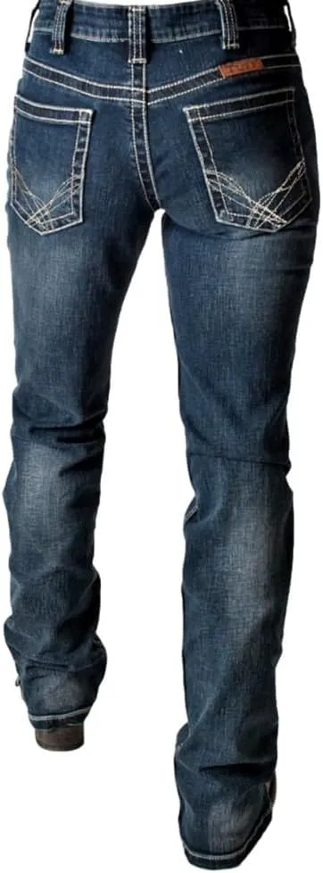 Cowgirl Tuff Western Jeans Womens Legendary Bottom Dark Wash JLEGDK