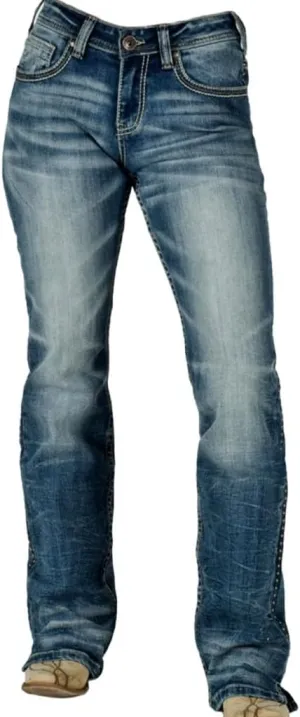 Cowgirl Tuff Western Jeans Womens Palomino Bootcut Med Wash JPALIN