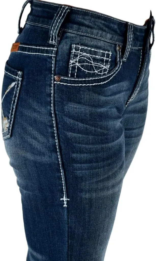 Cowgirl Tuff Western Jeans Womens Peacekeeper Dark Wash JPCKPR