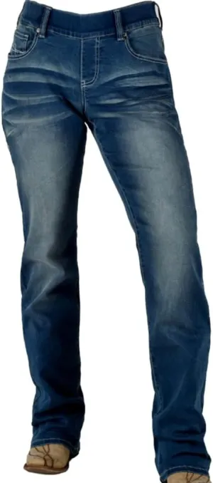 Cowgirl Tuff Western Jeans Womens Shattered Pull On Medium Wash PULSHA
