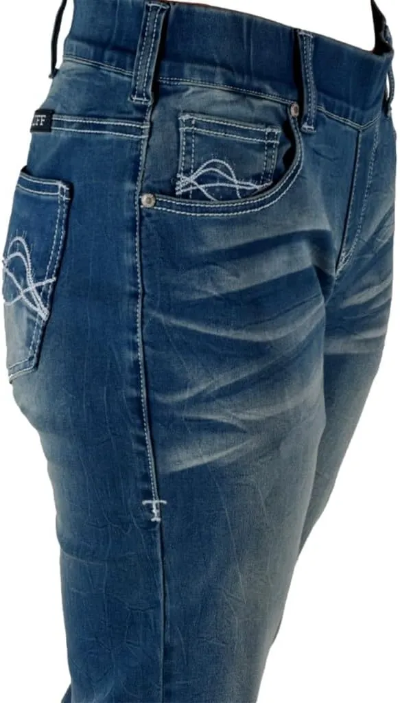 Cowgirl Tuff Western Jeans Womens Shattered Pull On Medium Wash PULSHA