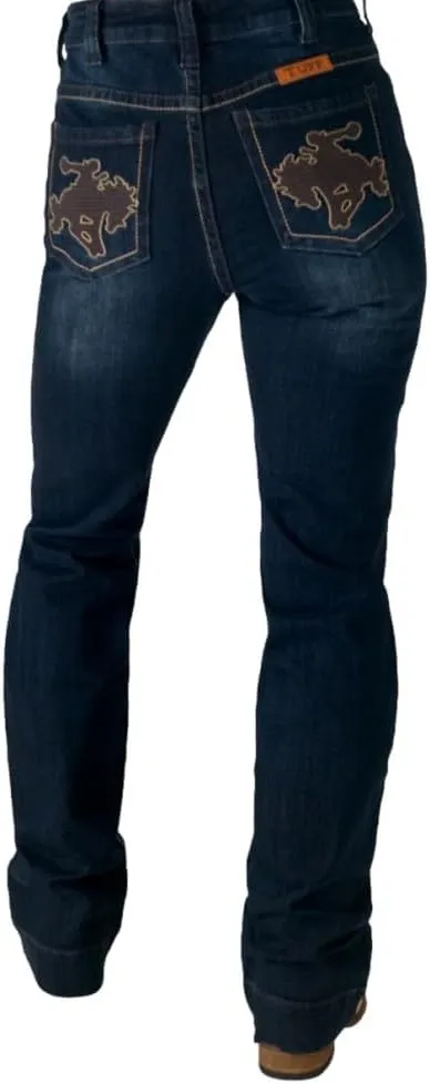 Cowgirl Tuff Western Jeans Womens Wild Wooly Relaxed Dark Wash JWWREX