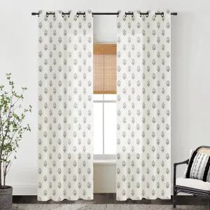 Cream and Black Boho Floral Curtains,Farmhouse Aztec Motif Print Charcoal Pattern Moody Curtains for Living Room Bedroom Office Window Livingroom 84 Inches Long 2 Panels