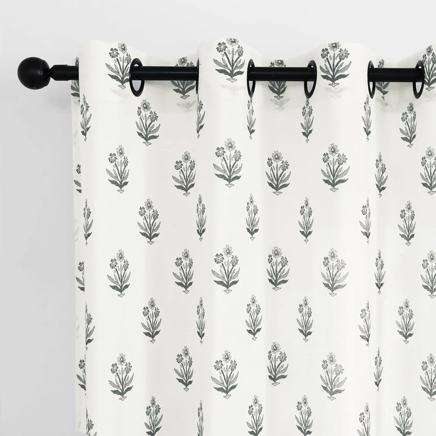 Cream and Black Boho Floral Curtains,Farmhouse Aztec Motif Print Charcoal Pattern Moody Curtains for Living Room Bedroom Office Window Livingroom 84 Inches Long 2 Panels
