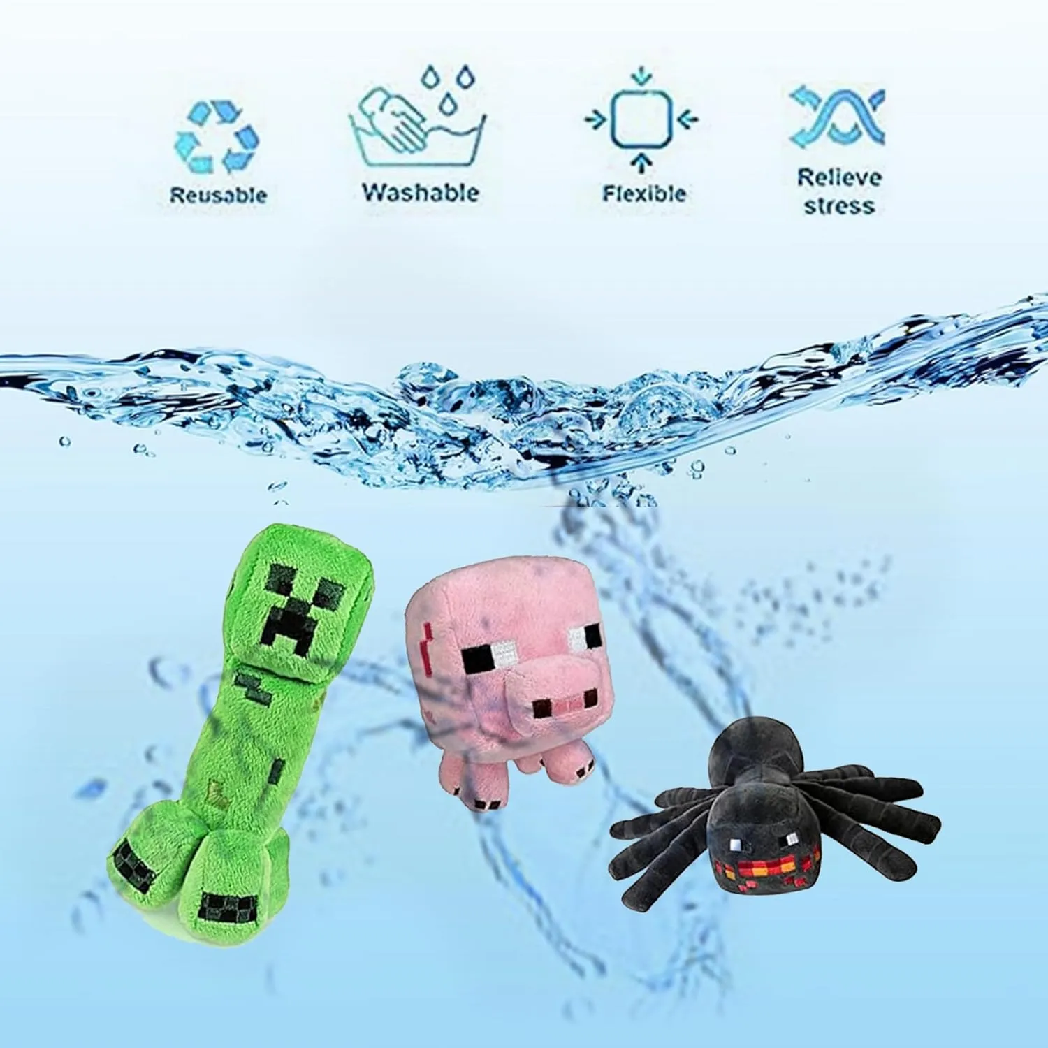 Creeper Plush,Baby Pig ，Baby Wolf，Spider,bat,Skeleton Shooter,Red Bull，sheepStuffed Animals Toys，Great Gift for Children and Fans.(8Pack)