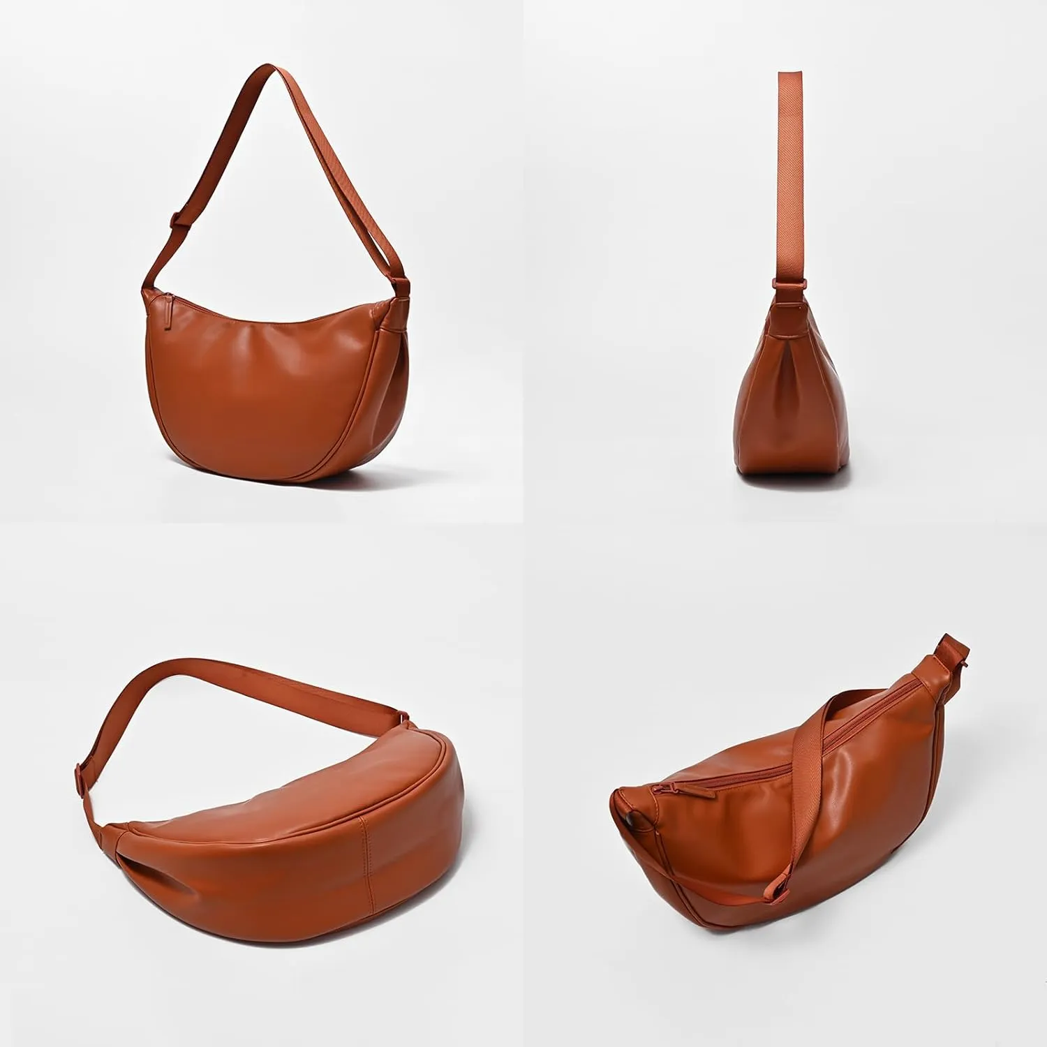 Crescent Bag for Women Men PU Leather Crossbody Bag Large Dumpling Bag Lightweight Hobo Sling bag Shoulder Bag