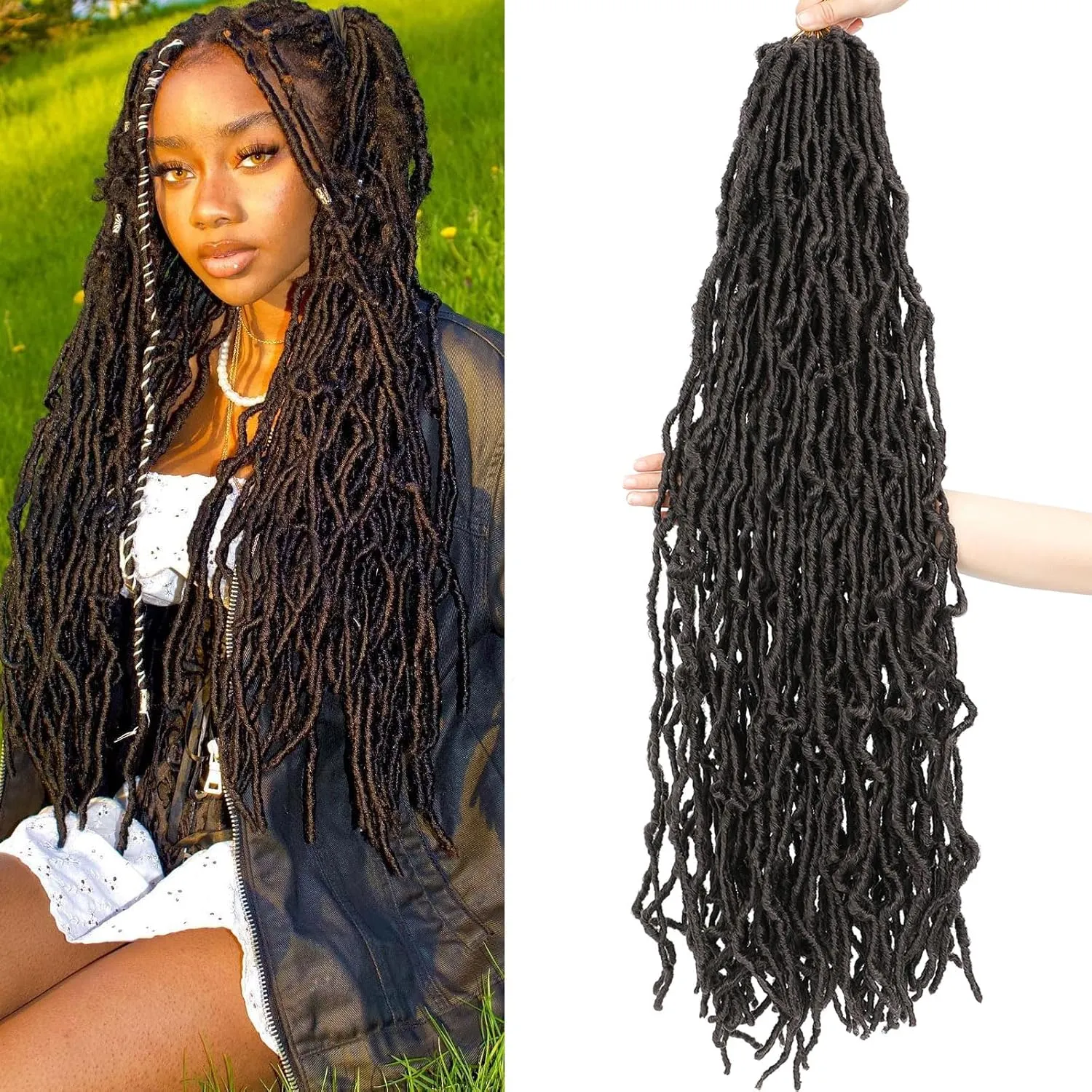 Crochet Faux Locs Crochet Hair Pre looped, 24 Inch 6 Packs Soft Locs,4# Color Prelooped Faux Locs Crochet Hair For Black Women,Lightweight(24",6packs 4#)