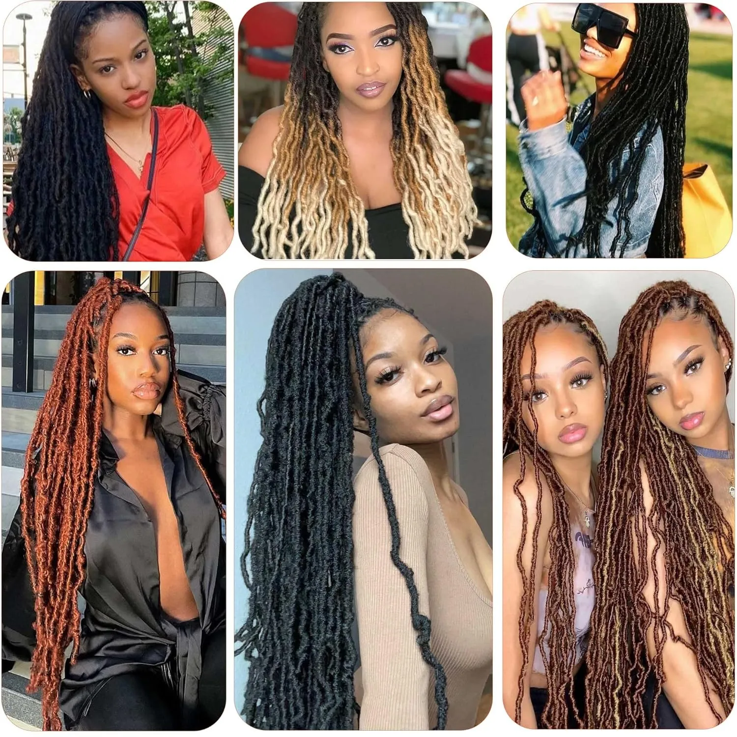 Crochet Faux Locs Hair Prelooped, Soft Locs 24 Inch 6 Packs,Ombre Honey Color Pre Looped Faux Locs Crochet Hair For Black Women(24",6packs T27#)