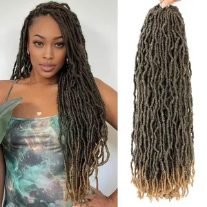Crochet Faux Locs Hair Prelooped, Soft Locs 24 Inch 6 Packs,Ombre Honey Color Pre Looped Faux Locs Crochet Hair For Black Women(24",6packs T27#)