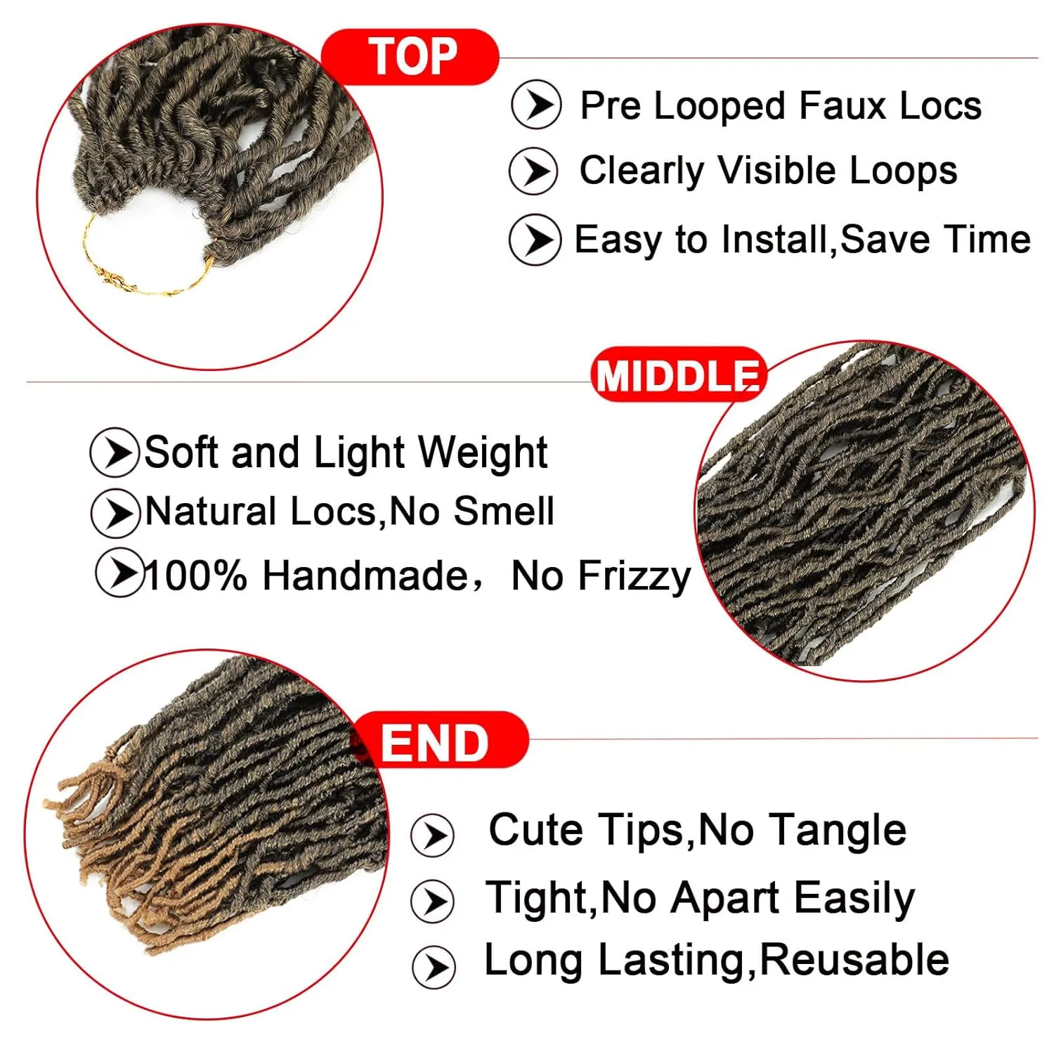 Crochet Faux Locs Hair Prelooped, Soft Locs 24 Inch 6 Packs,Ombre Honey Color Pre Looped Faux Locs Crochet Hair For Black Women(24",6packs T27#)