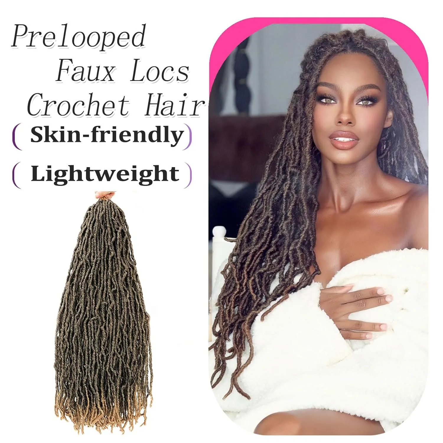Crochet Faux Locs Hair Prelooped, Soft Locs 24 Inch 6 Packs,Ombre Honey Color Pre Looped Faux Locs Crochet Hair For Black Women(24",6packs T27#)