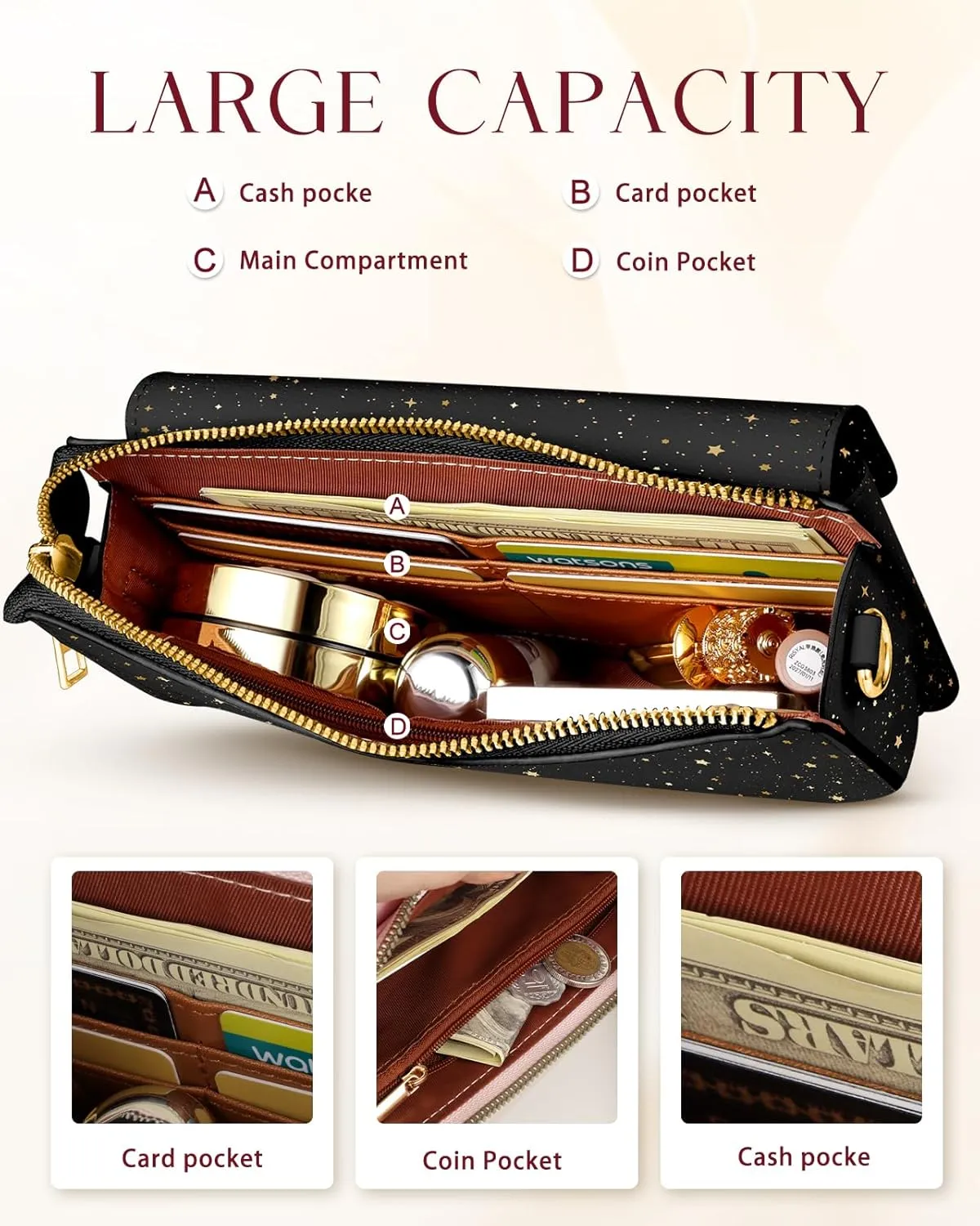 Crossbody Bag Cellphone Purse Wallet for Women - Leather Cellphone Purse Bag with Adjustable Shoulder Strap Girl