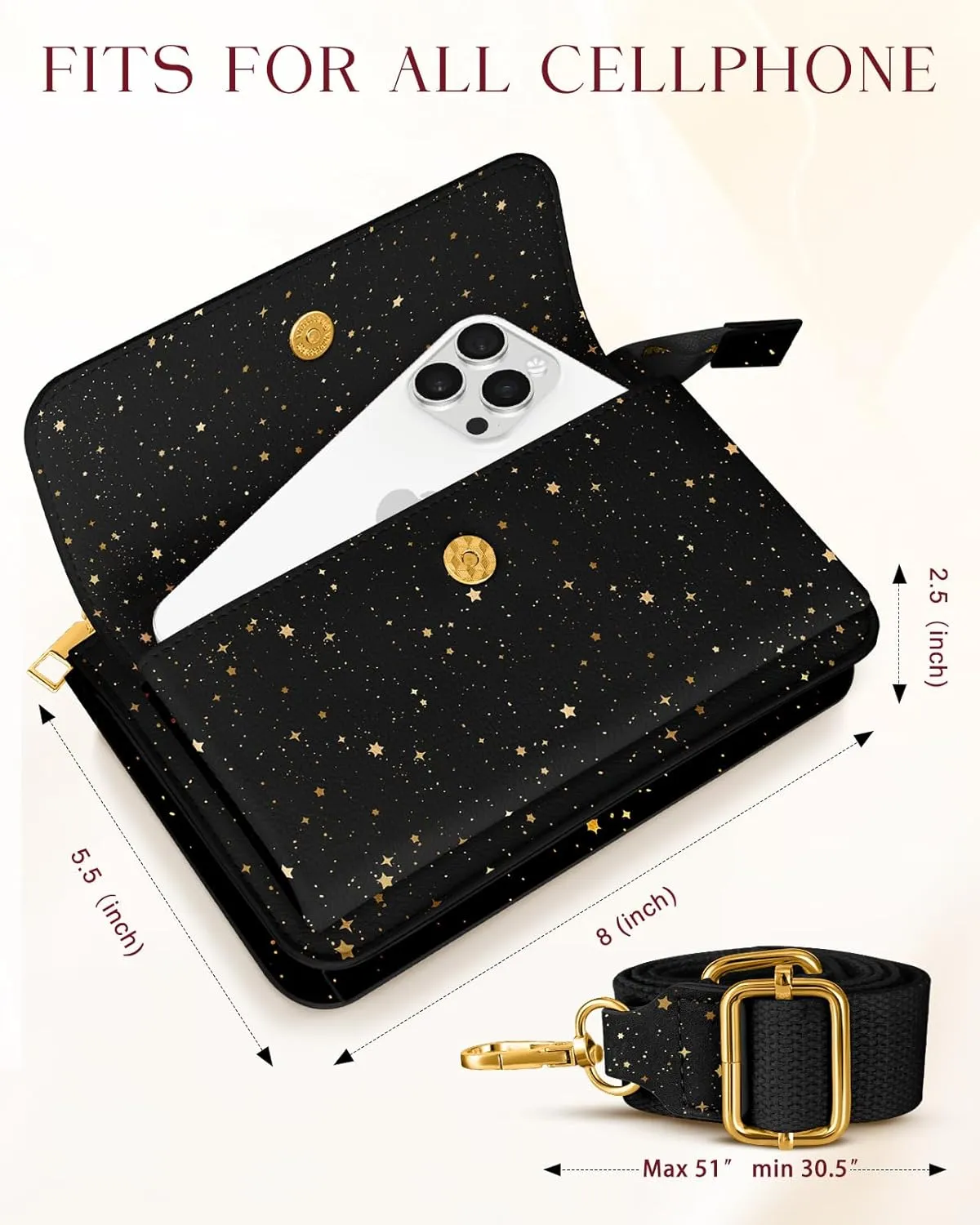 Crossbody Bag Cellphone Purse Wallet for Women - Leather Cellphone Purse Bag with Adjustable Shoulder Strap Girl