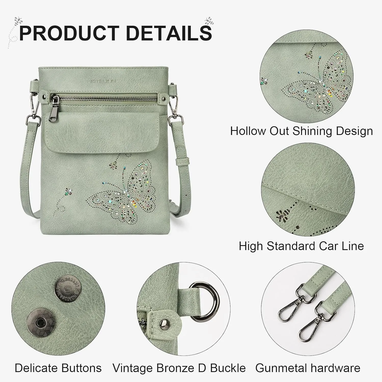 Crossbody Bag for women, Vegan Leathe Cross body Purse with Adjustable Strap, Multi Pocket Shoulder Handbag