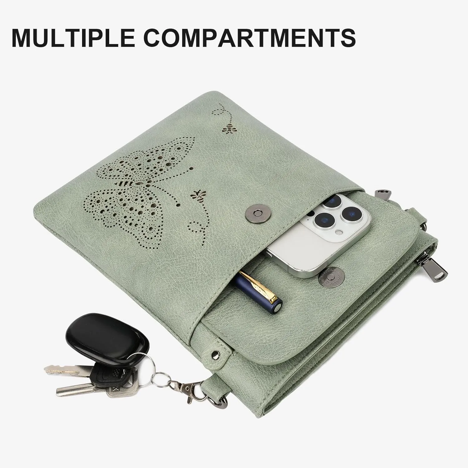 Crossbody Bag for women, Vegan Leathe Cross body Purse with Adjustable Strap, Multi Pocket Shoulder Handbag