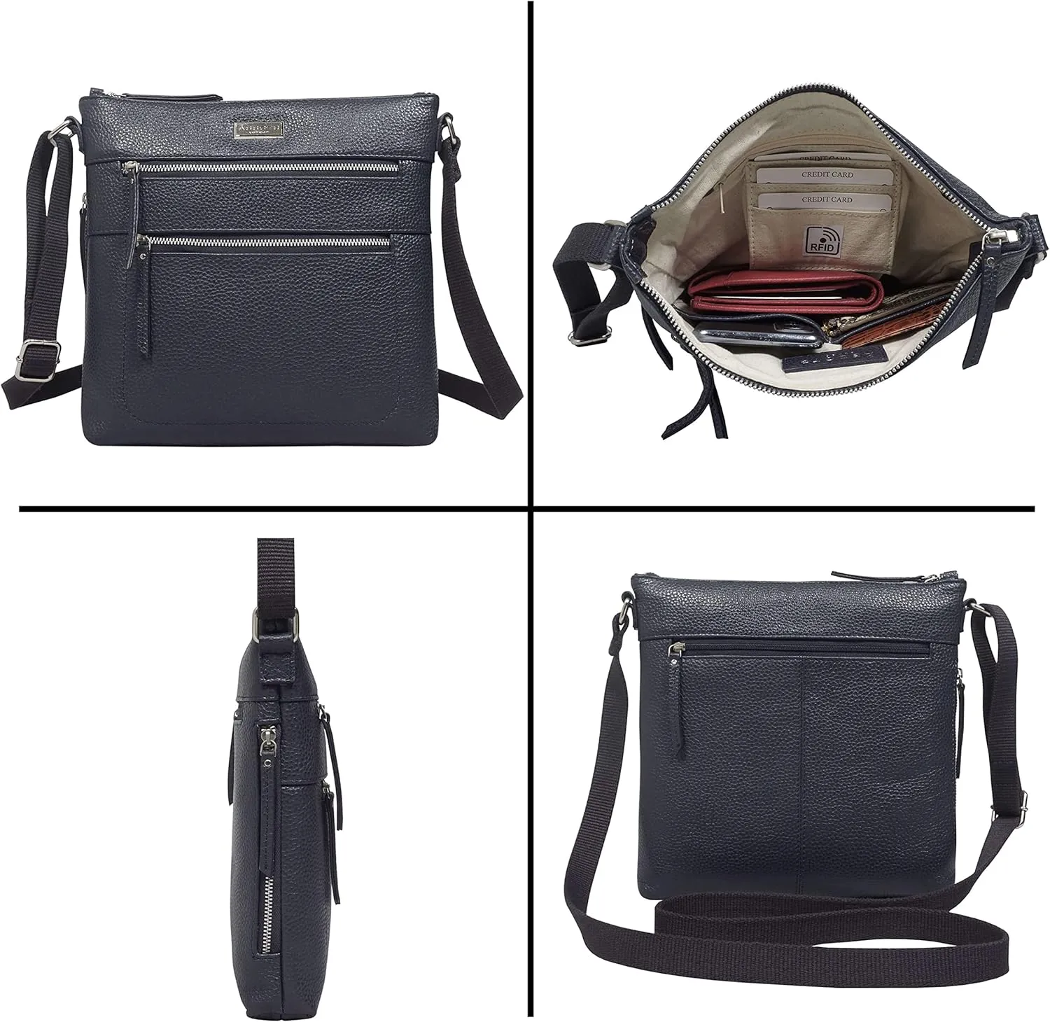 Crossbody Bags for Women – Real Leather Purses with RFID Protection, Multiple Pockets and Adjustable Strap