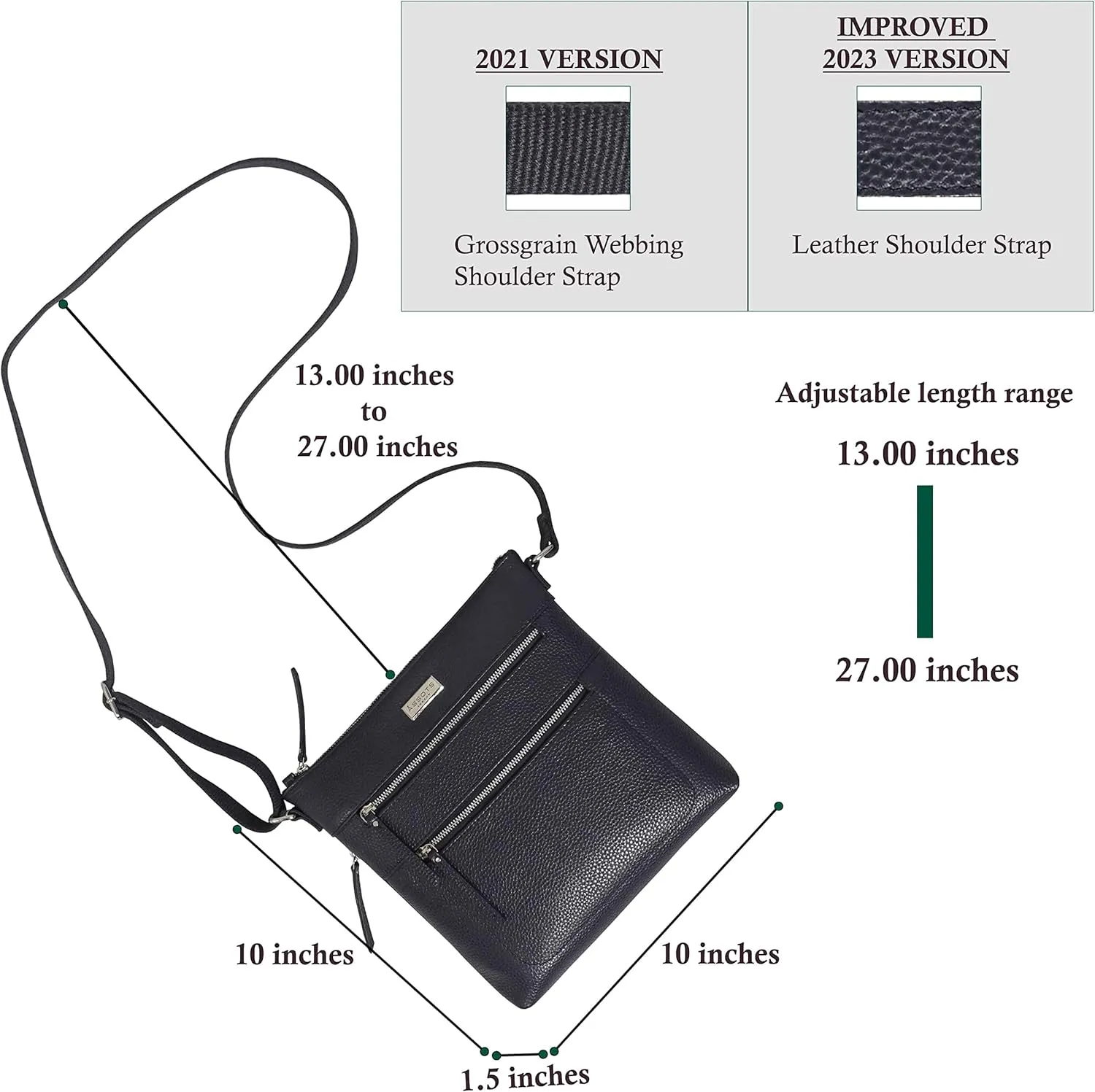 Crossbody Bags for Women – Real Leather Purses with RFID Protection, Multiple Pockets and Adjustable Strap