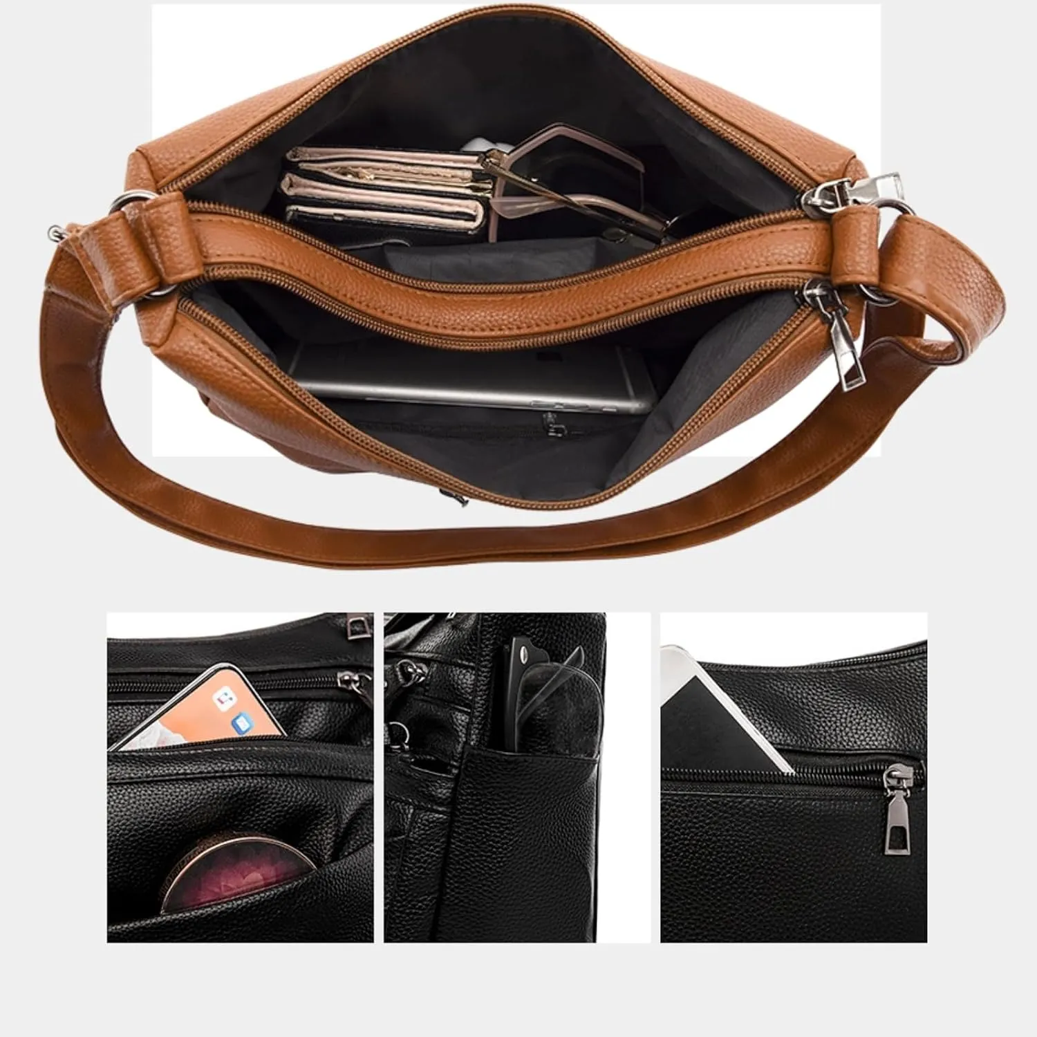 Crossbody Bags For Women with Adjustable Strap PU Leather Shoulder Bag Multiple Pockets Handbags Trendy Purse