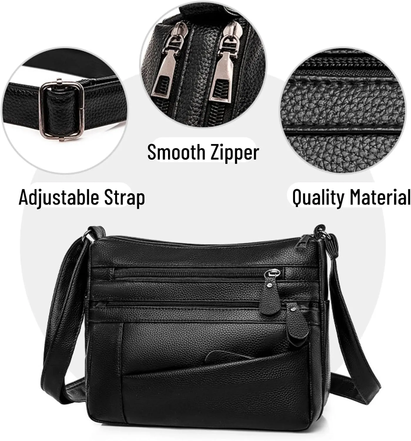Crossbody Bags For Women with Adjustable Strap PU Leather Shoulder Bag Multiple Pockets Handbags Trendy Purse