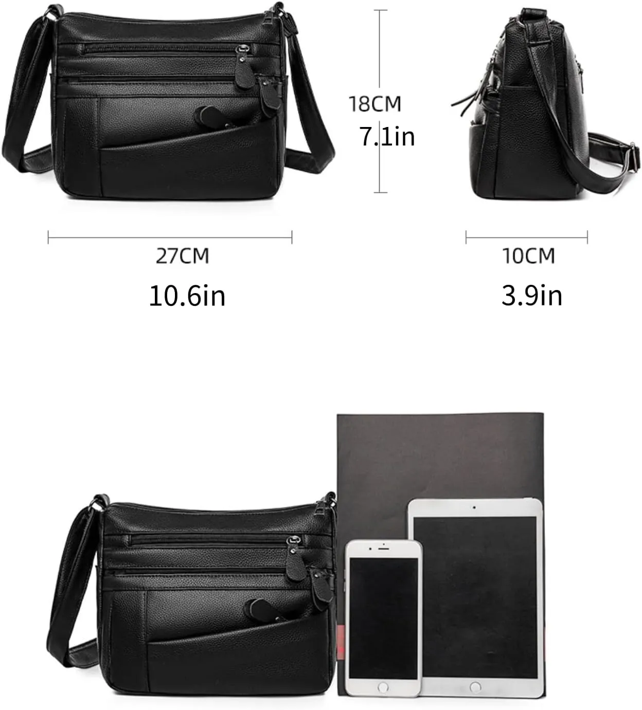 Crossbody Bags For Women with Adjustable Strap PU Leather Shoulder Bag Multiple Pockets Handbags Trendy Purse