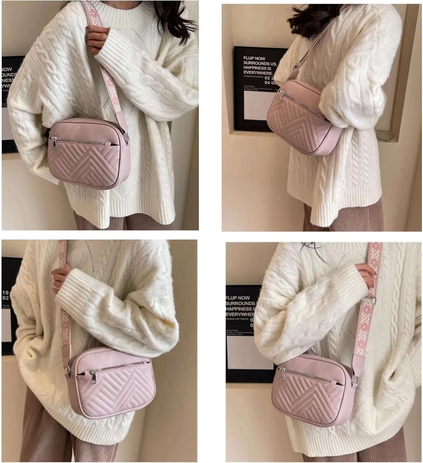 Crossbody Bags For Women with Wide Adjustable Strap Shoulder Bag Cross Body Bag PU Leather Trendy Purse Small Handbags