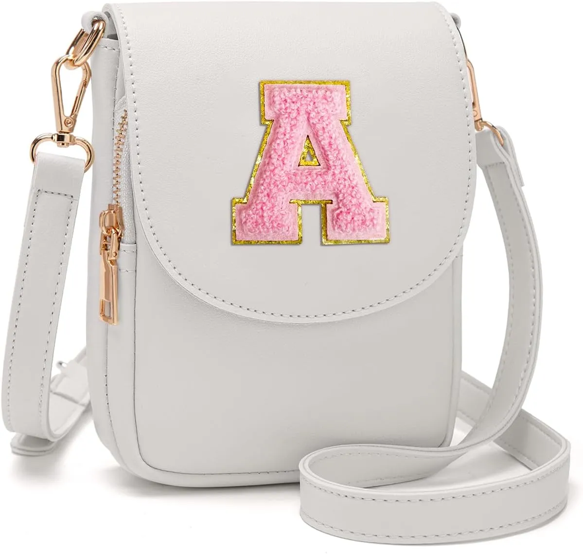 Crossbody Purse for Teen Girls Small Initial Cell Phone Toddler Purse Leather Triple Compartment Crossbody Bags