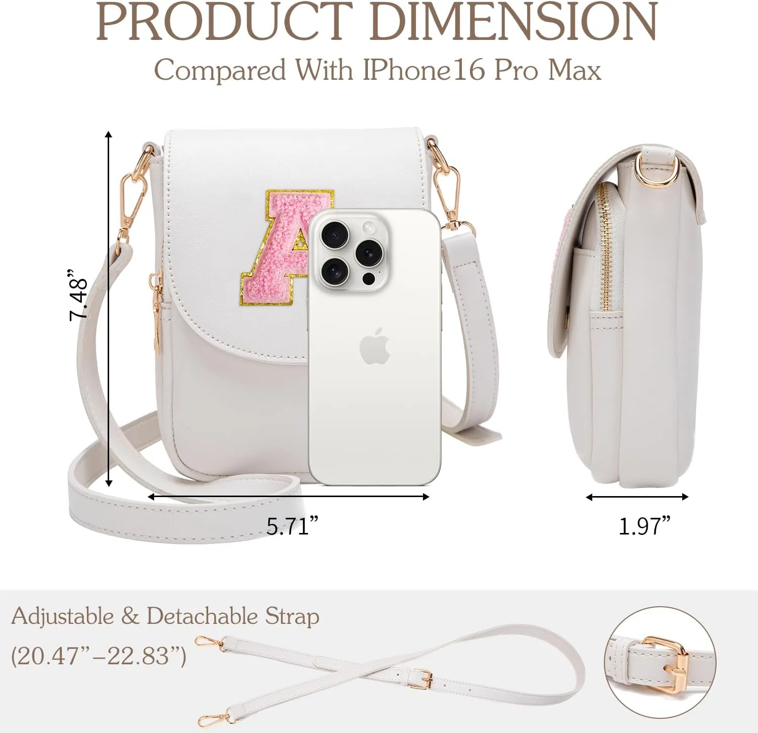 Crossbody Purse for Teen Girls Small Initial Cell Phone Toddler Purse Leather Triple Compartment Crossbody Bags