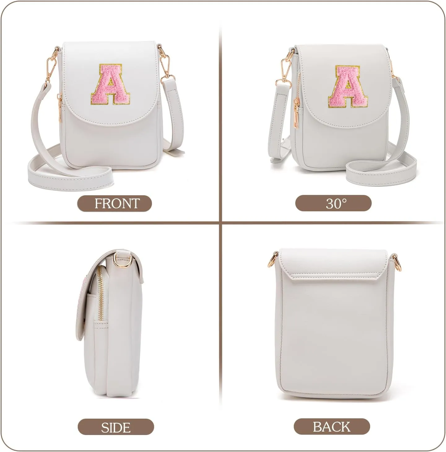 Crossbody Purse for Teen Girls Small Initial Cell Phone Toddler Purse Leather Triple Compartment Crossbody Bags