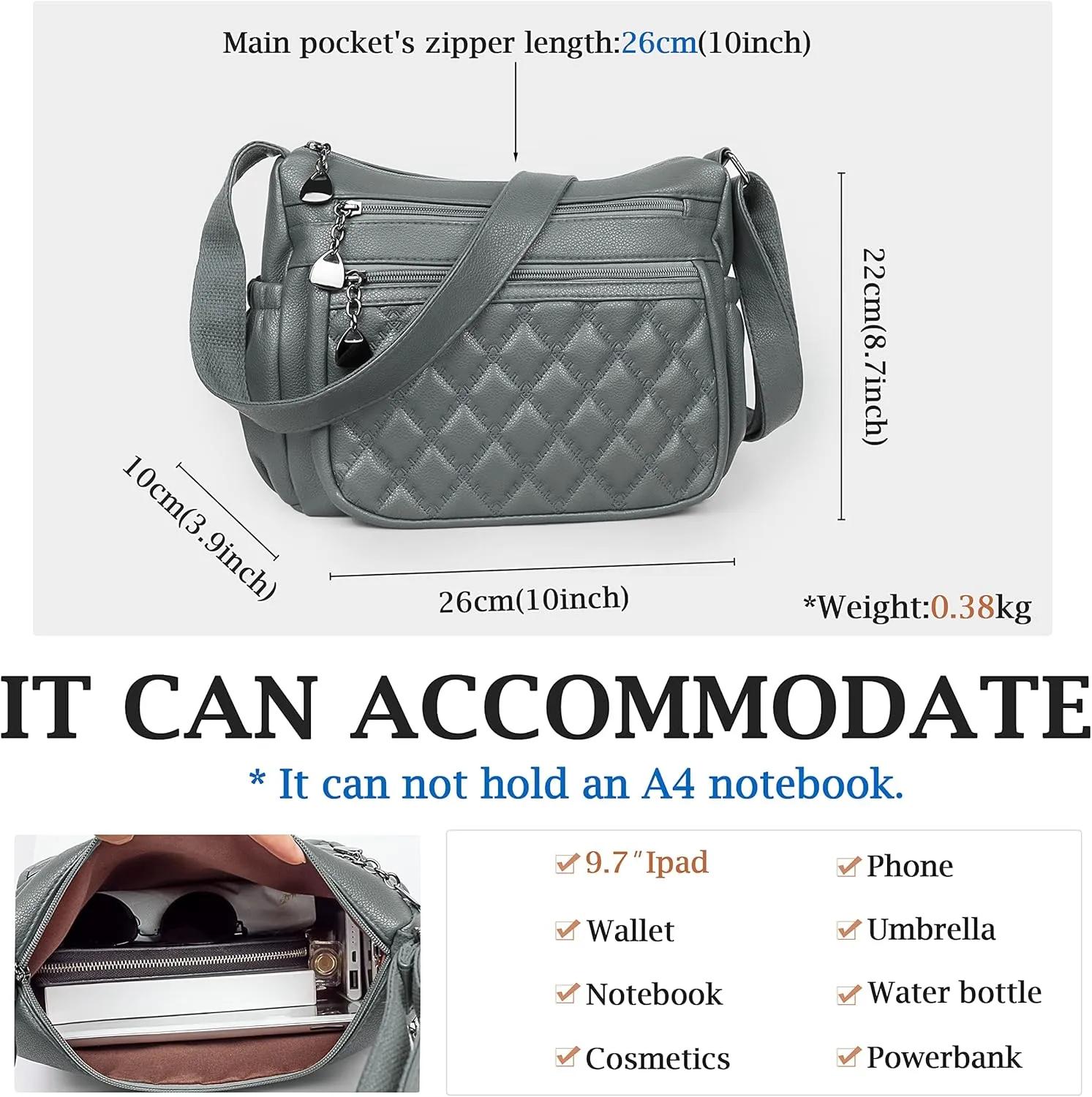 Crossbody Purse for Women Ladies Soft PU Leather Shoulder Bag Medium Roomy Handbag Fashion Tote Top Handle Satchel