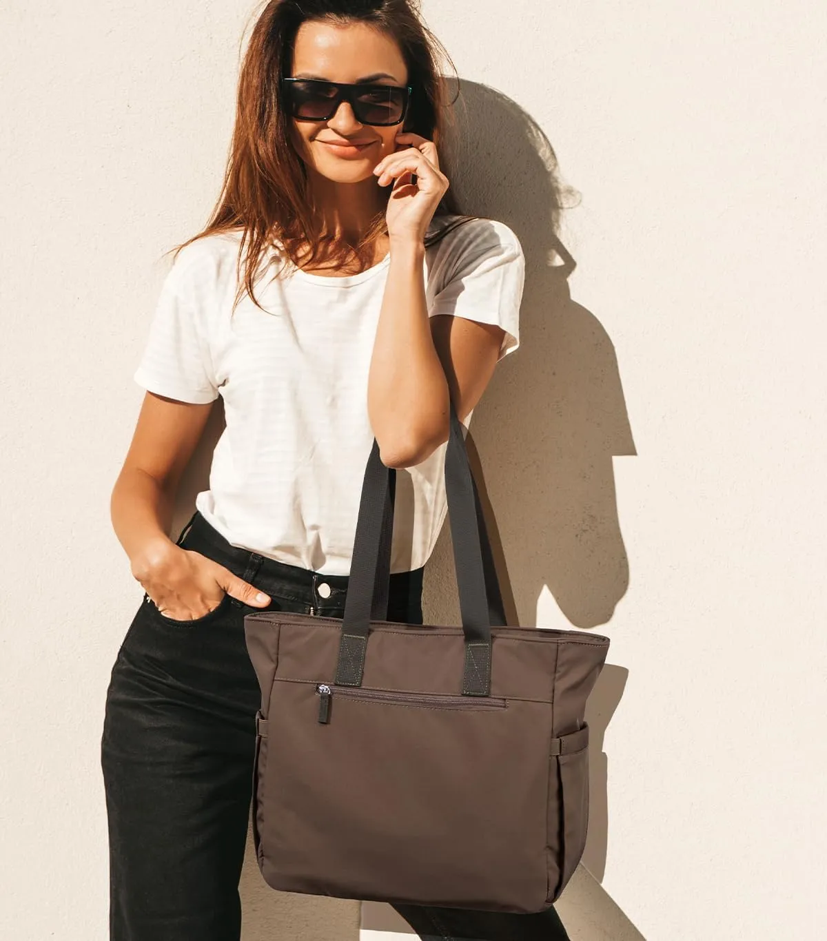 Crossbody Tote Bag for Women Medium Size Travel Tote Bags for Work with Zipper Shoulder Bag with Compartments