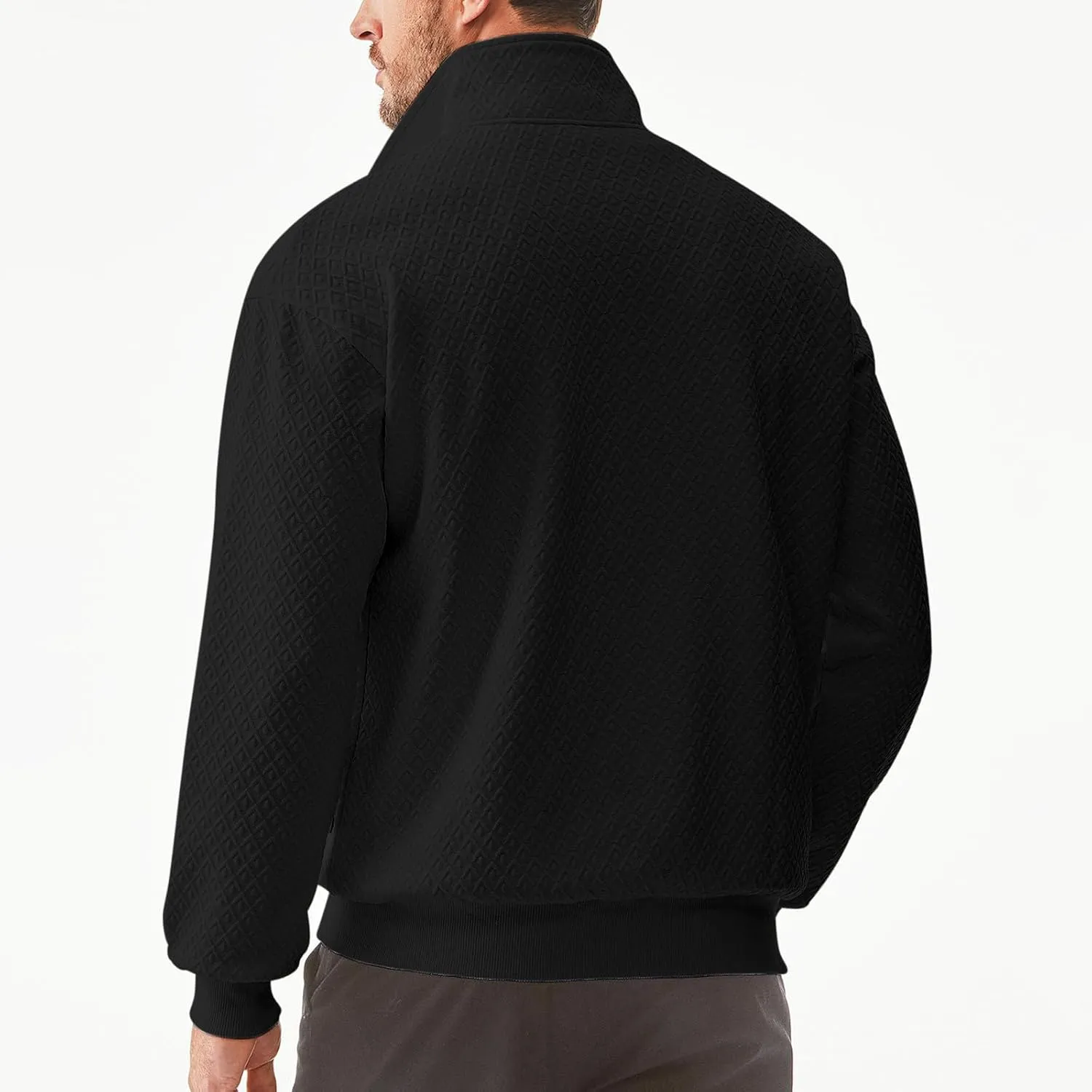 Ctreela Designer Textured Golf Shirt for Men Knit Polo Shirt Casual Long Sleeve Polo Sweater Dress 1/4 Zip Collar Shirts