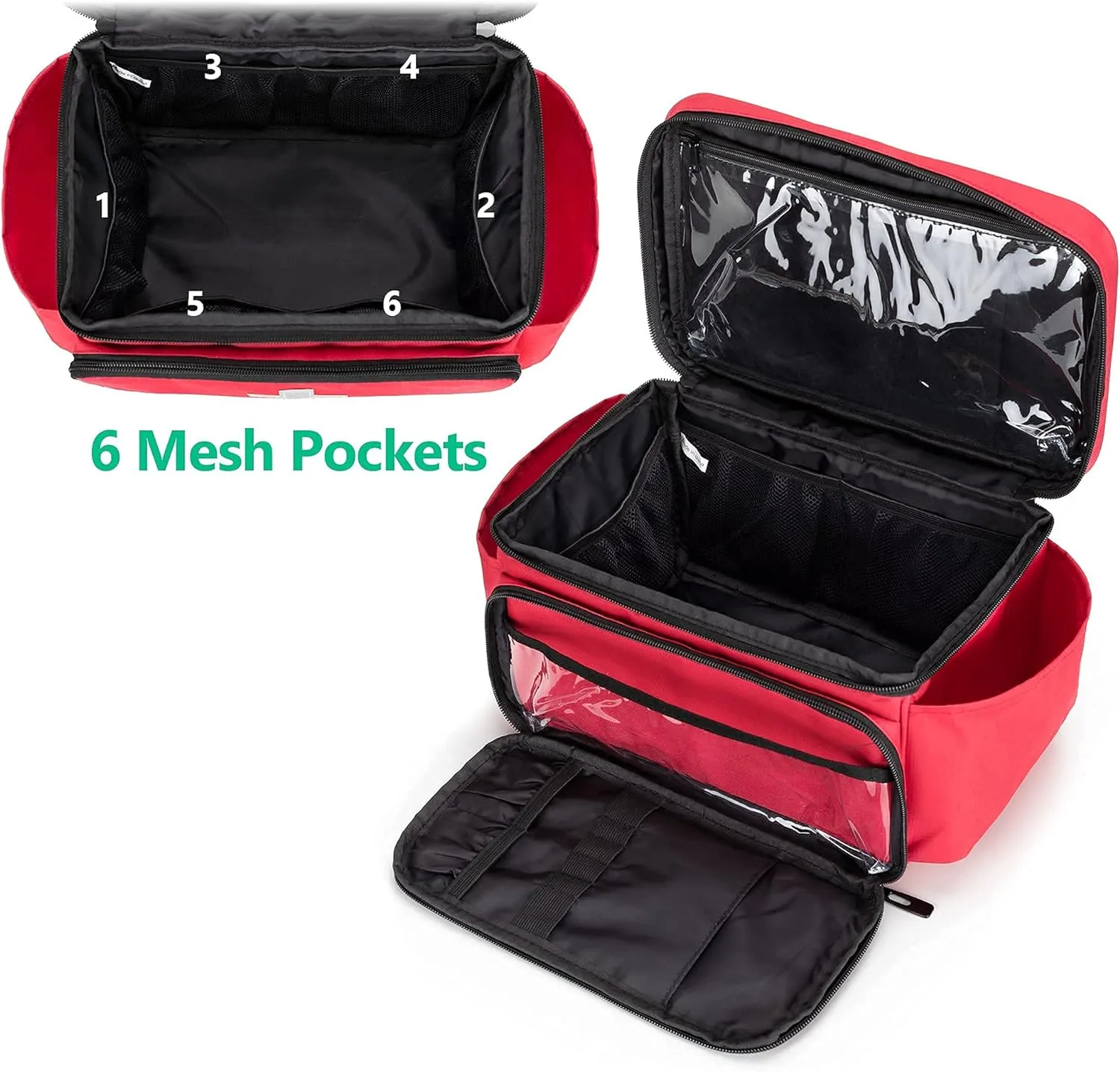 CURMIO Small Medicine Storage Bag Empty, Family First Aid Box, Pill Bottle Organizer for Emergency Medical Supplies, Red (Bag Only, Patent Pending)