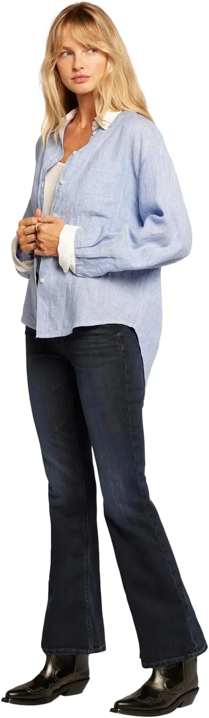 Current/Elliott Women’s The Candid Long Sleeve Linen Shirt – Linen Top, Button Down Shirt for Women