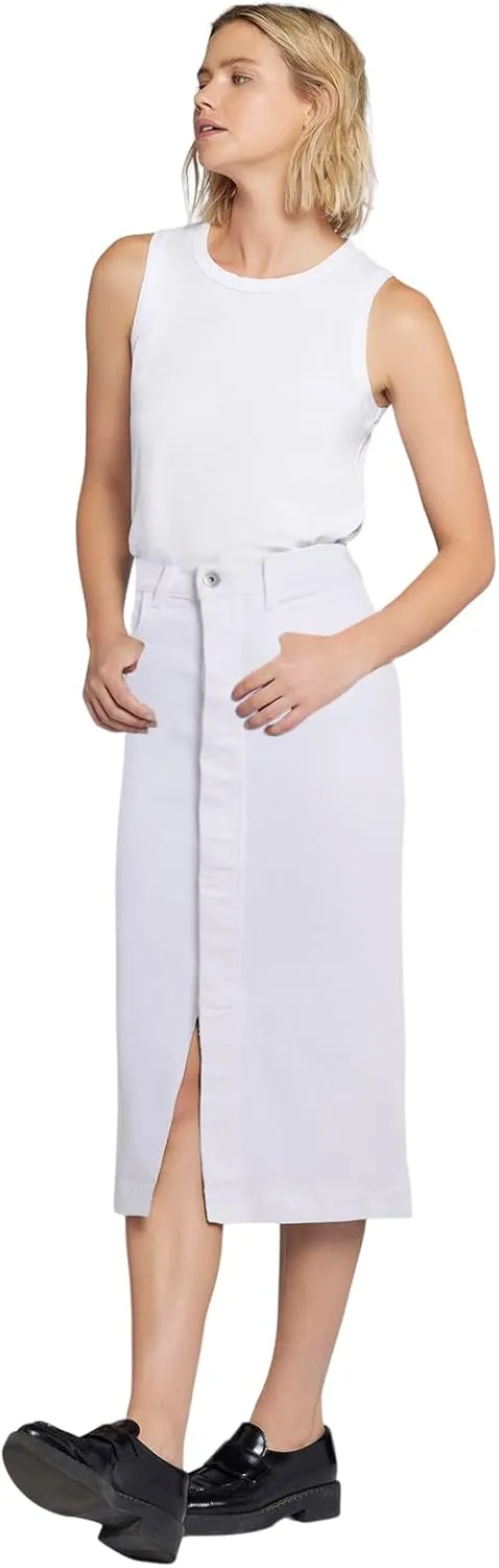 Current/Elliott Women’s The Insignia Midi Denim Skirt – Long Skirts for Women, Midi Jean Skirt