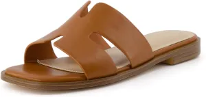 CUSHIONAIRE Voyage Cutout Strap Slides for Women, Slip On Summer Flats, Trendy Footwear, Comfortable Vacation Style Sandals for Women 2025
