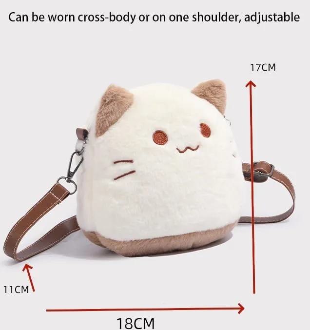 Cute Cat Plush Small Bag High Value Cartoon Doll Handbag Crossbody Bag